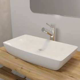 Lavabo lujoso rectangular ceráminca blanco 71x39 cm de vidaXL, Lavabos - Ref: Foro24-140691, Precio: 92,36 €, Descuento: %