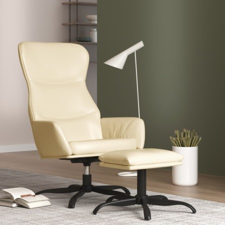 Sillón de relax con reposapiés de cuero sintético crema de vidaXL, Sillones - Ref: Foro24-3097445, Precio: 131,38 €, Descuent...