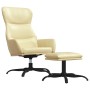 Sillón de relax con reposapiés de cuero sintético crema de vidaXL, Sillones - Ref: Foro24-3097445, Precio: 131,38 €, Descuent...