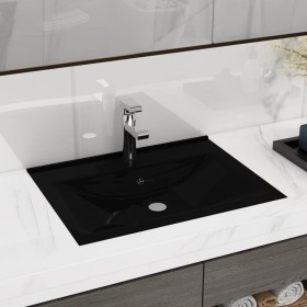 Lavabo rectangular cerámica orificio de grifo negro 60x46 cm de vidaXL, Lavabos - Ref: Foro24-140687, Precio: 83,50 €, Descue...