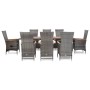 Set de comedor de jardín 9 pzas y cojines ratán sintético gris de vidaXL, Conjuntos de jardín - Ref: Foro24-46047, Precio: 1,...