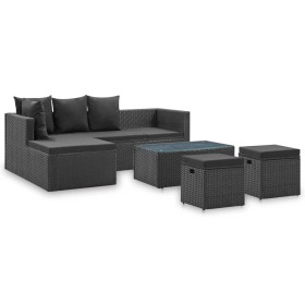 4-piece garden furniture set with black synthetic rattan cushions by vidaXL, Garden sets - Ref: Foro24-46105, Price: 355,38 €...