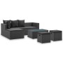 Set de muebles de jardín 4 pzas y cojines ratán sintético negro de vidaXL, Conjuntos de jardín - Ref: Foro24-46105, Precio: 3...