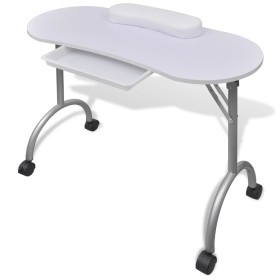 Folding manicure table with wheels white by vidaXL, Manicure tool sets - Ref: Foro24-110124, Price: 85,99 €, Discount: %