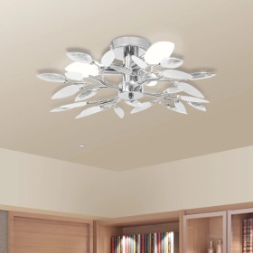 Ceiling lamp with crystal arms leaves white purple E14 by vidaXL, ceiling lights - Ref: Foro24-240980, Price: 38,20 €, Discou...