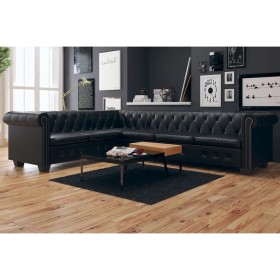 Chesterfield 6 seater corner sofa black artificial leather by vidaXL, Sofas - Ref: Foro24-243617, Price: 958,99 €, Discount: %