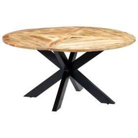 Round solid mango wood dining table 150x76 cm by vidaXL, Kitchen and dining tables - Ref: Foro24-282763, Price: 481,99 €, Dis...