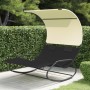 Double rocking sun lounger with black and cream canopy by vidaXL, Loungers - Ref: Foro24-317587, Price: 209,17 €, Discount: %