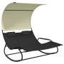 Double rocking sun lounger with black and cream canopy by vidaXL, Loungers - Ref: Foro24-317587, Price: 209,17 €, Discount: %