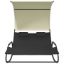 Double rocking sun lounger with black and cream canopy by vidaXL, Loungers - Ref: Foro24-317587, Price: 209,17 €, Discount: %