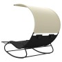 Double rocking sun lounger with black and cream canopy by vidaXL, Loungers - Ref: Foro24-317587, Price: 209,17 €, Discount: %