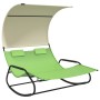 Double rocking lounger with green and cream canopy by vidaXL, Loungers - Ref: Foro24-317590, Price: 209,17 €, Discount: %