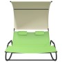 Double rocking lounger with green and cream canopy by vidaXL, Loungers - Ref: Foro24-317590, Price: 209,17 €, Discount: %