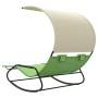 Double rocking lounger with green and cream canopy by vidaXL, Loungers - Ref: Foro24-317590, Price: 209,17 €, Discount: %