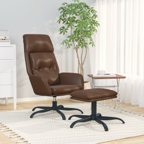 Sillón de relax con reposapiés cuero artificial marrón brillo de vidaXL, Sillones - Ref: Foro24-3097747, Precio: 129,54 €, De...