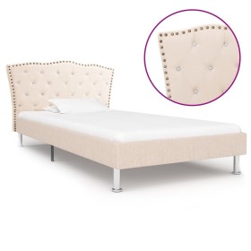 Beige fabric bed frame 90x200 cm by vidaXL, Beds and slatted bases - Ref: Foro24-280532, Price: 217,99 €, Discount: %