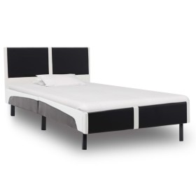 Black and white synthetic leather bed frame 90x200 cm by vidaXL, Beds and slatted bases - Ref: Foro24-280287, Price: 114,99 €...