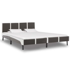 Estructura de cama cuero sintético gris y blanco 180x200 cm de vidaXL, Camas y somieres - Ref: Foro24-280296, Precio: 205,78 ...