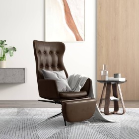 Relaxation armchair and footrest in shiny brown artificial leather by vidaXL, Armchairs - Ref: Foro24-3097722, Price: 113,99 ...