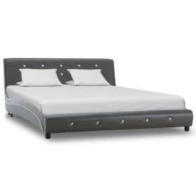 Estructura de cama de cuero sintético gris 140x200 cm de vidaXL, Camas y somieres - Ref: Foro24-280324, Precio: 192,99 €, Des...