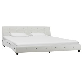 Estructura de cama de cuero sintético blanco 180x200 cm de vidaXL, Camas y somieres - Ref: Foro24-280316, Precio: 222,99 €, D...