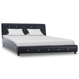 Estructura de cama de cuero sintético negro 140x200 cm de vidaXL, Camas y somieres - Ref: Foro24-280319, Precio: 206,06 €, De...