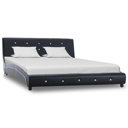 Estructura de cama de cuero sintético negro 140x200 cm de vidaXL, Camas y somieres - Ref: Foro24-280319, Precio: 212,74 €, De...