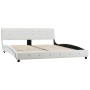 Estructura de cama de cuero sintético blanco 160x200 cm de vidaXL, Camas y somieres - Ref: Foro24-280315, Precio: 237,26 €, D...