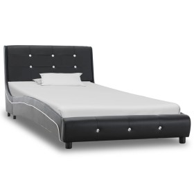 Estructura de cama de cuero sintético negro 90x200 cm de vidaXL, Camas y somieres - Ref: Foro24-280317, Precio: 171,86 €, Des...