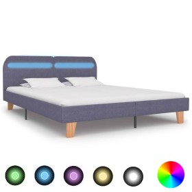 Bed frame with LED light gray fabric 160x200 cm by vidaXL, Beds and slatted bases - Ref: Foro24-280899, Price: 169,73 €, Disc...