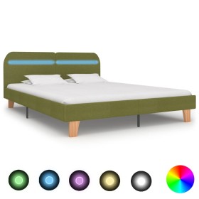 Bed frame with LED green fabric 160x200 cm by vidaXL, Beds and slatted bases - Ref: Foro24-280909, Price: 179,46 €, Discount: %