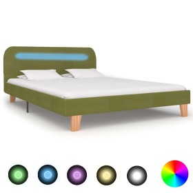 Bed frame with LED green fabric 140x200 cm by vidaXL, Beds and slatted bases - Ref: Foro24-280908, Price: 164,99 €, Discount: %