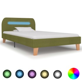 Bed frame with LED green fabric 90x200 cm by vidaXL, Beds and slatted bases - Ref: Foro24-280906, Price: 133,99 €, Discount: %