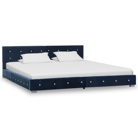 Estructura de cama de terciopelo azul 160x200 cm de vidaXL, Camas y somieres - Ref: Foro24-280395, Precio: 243,34 €, Descuent...