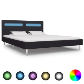 Estructura de cama con LED tela negro 180x200 cm de vidaXL, Camas y somieres - Ref: Foro24-280965, Precio: 254,99 €, Descuent...