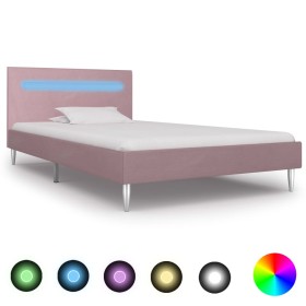 Bed frame with LED pink fabric 90x200 cm by vidaXL, Beds and slatted bases - Ref: Foro24-280976, Price: 180,99 €, Discount: %