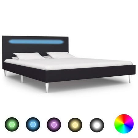 Bed frame with LED black fabric 140x200 cm by vidaXL, Beds and slatted bases - Ref: Foro24-280963, Price: 225,99 €, Discount: %