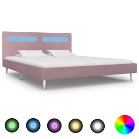 Bed frame with LED pink fabric 160x200 cm by vidaXL, Beds and slatted bases - Ref: Foro24-280979, Price: 219,59 €, Discount: %