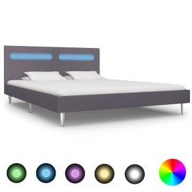 Bed frame with LED gray fabric 180x200 cm by vidaXL, Beds and slatted bases - Ref: Foro24-280970, Price: 211,28 €, Discount: %