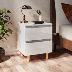 Bedside table with white pine wood legs with gloss finish 40x35x50cm by vidaXL, Nightstands - Ref: Foro24-805863, Price: 56,5...