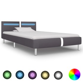 Bed frame with LED in gray synthetic leather 90x200 cm by vidaXL, Beds and slatted bases - Ref: Foro24-280856, Price: 157,05 ...