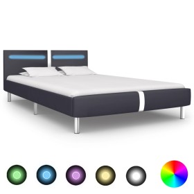 Bed frame with LED in black synthetic leather 140x200 cm by vidaXL, Beds and slatted bases - Ref: Foro24-280848, Price: 199,9...