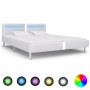 Estructura de cama con LED cuero sintético blanco 160x200 cm de vidaXL, Camas y somieres - Ref: Foro24-280854, Precio: 233,48...