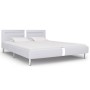 Estructura de cama con LED cuero sintético blanco 160x200 cm de vidaXL, Camas y somieres - Ref: Foro24-280854, Precio: 233,48...