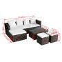 Set muebles de jardín 4 piezas y cojines ratán sintético marrón de vidaXL, Conjuntos de jardín - Ref: Foro24-42585, Precio: 4...