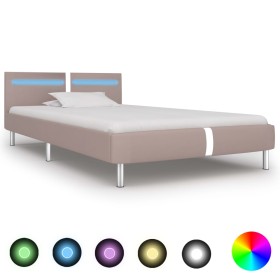 Bed frame with LED cappuccino synthetic leather 90x200 cm by vidaXL, Beds and slatted bases - Ref: Foro24-280861, Price: 144,...