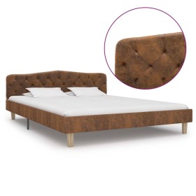 Brown artificial suede leather bed frame 160x200 cm by vidaXL, Beds and slatted bases - Ref: Foro24-284940, Price: 228,99 €, ...