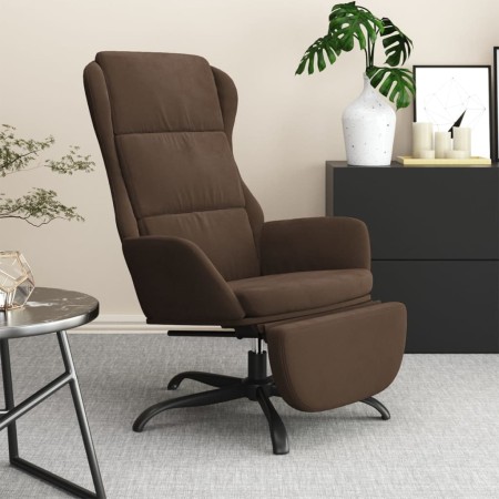 Sillón de relax con reposapiés tela de microfibra marrón de vidaXL, Sillones - Ref: Foro24-3097925, Precio: 126,99 €, Descuen...