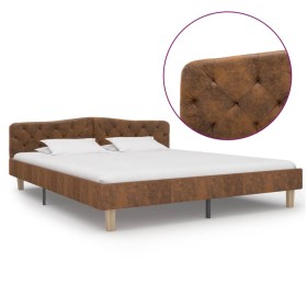 Brown artificial suede leather bed frame 180x200 cm by vidaXL, Beds and slatted bases - Ref: Foro24-284941, Price: 220,99 €, ...