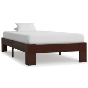 Dark brown solid pine wood bed frame 100x200 cm by vidaXL, Beds and slatted bases - Ref: Foro24-283299, Price: 115,57 €, Disc...